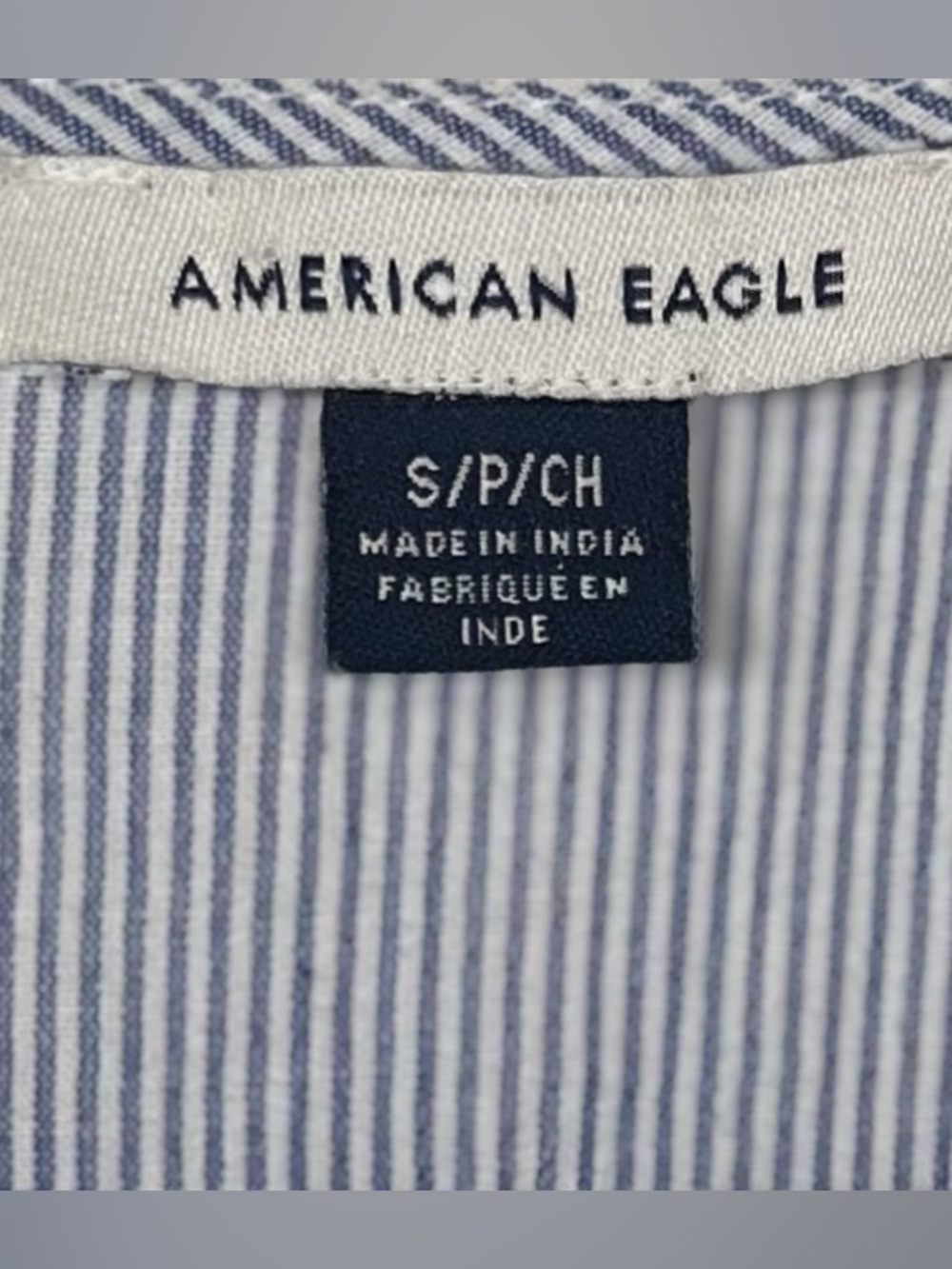 American Eagle Blue & White Embroidered Peplum Tie Front Top | Size Small Cotton - Picture 3 of 5